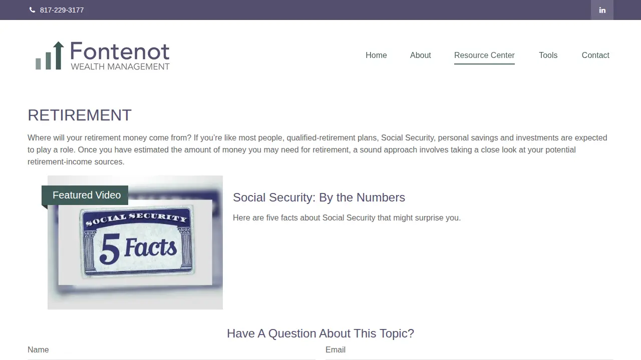 Fontenot Wealth Management page