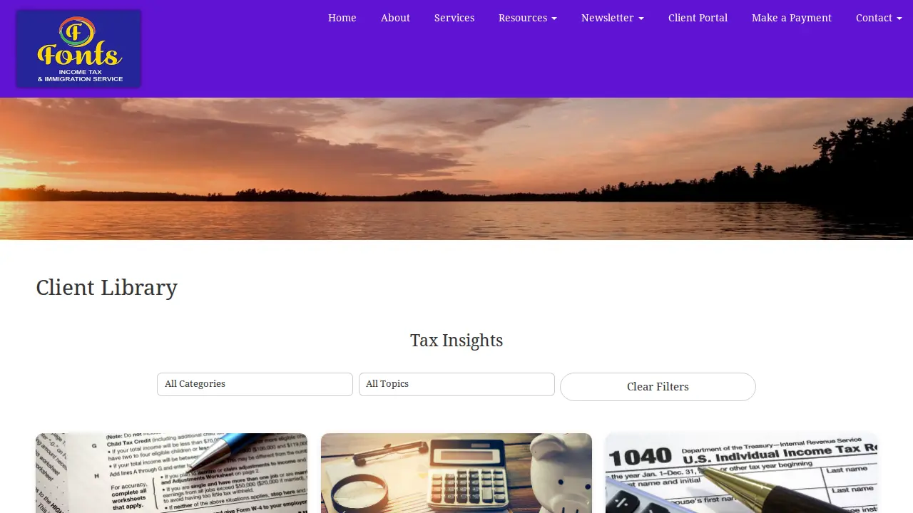 Fonts Income Tax & Immigration Service page