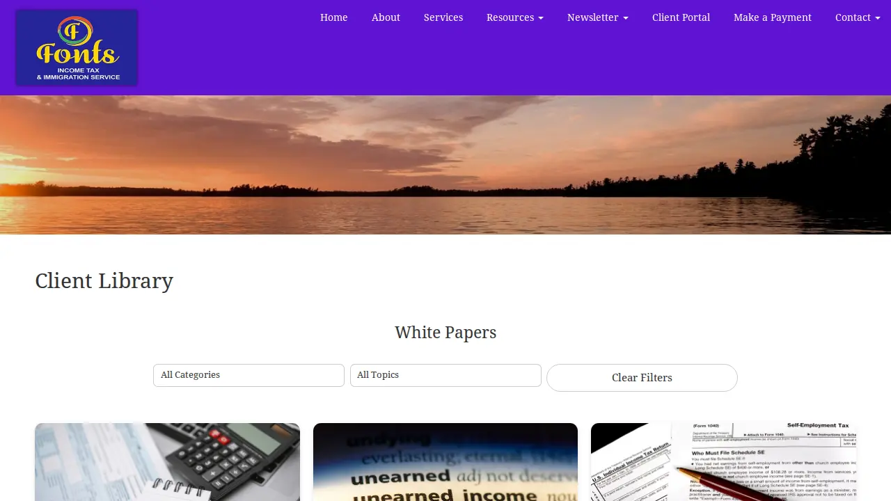 Fonts Income Tax & Immigration Service page