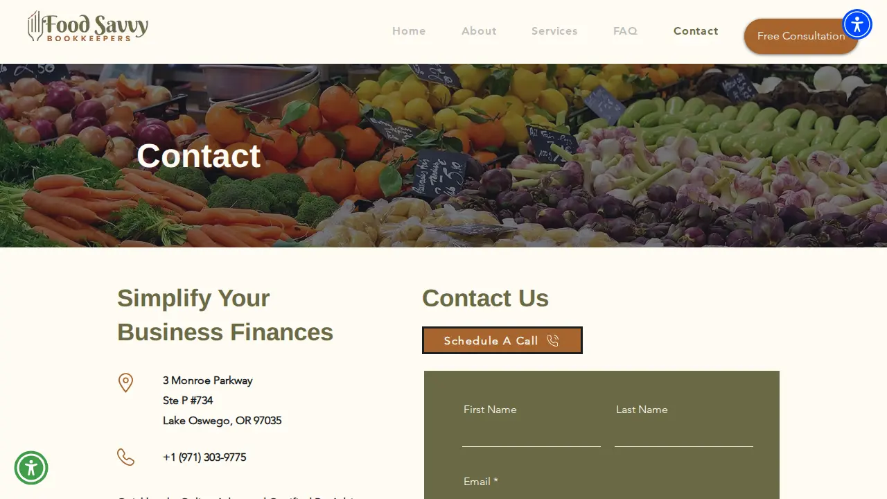 Food Savvy Bookkeepers page