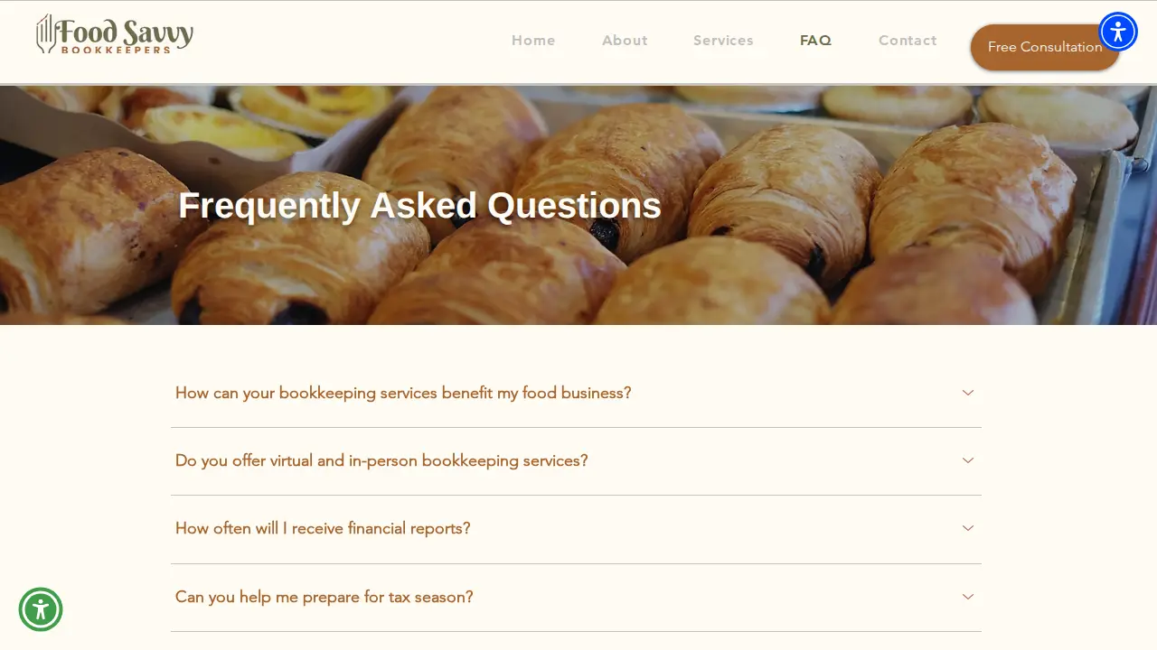 Food Savvy Bookkeepers page