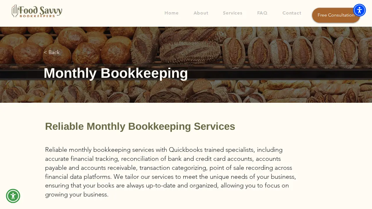 Food Savvy Bookkeepers page