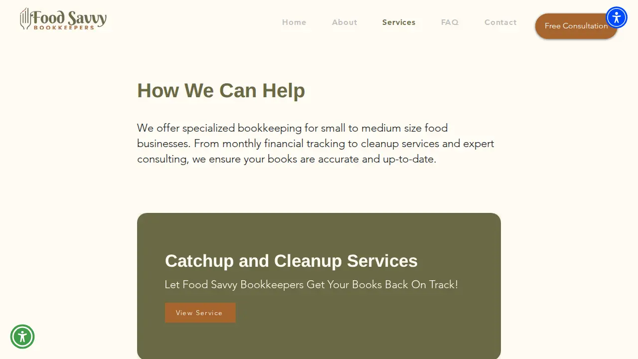 Food Savvy Bookkeepers page