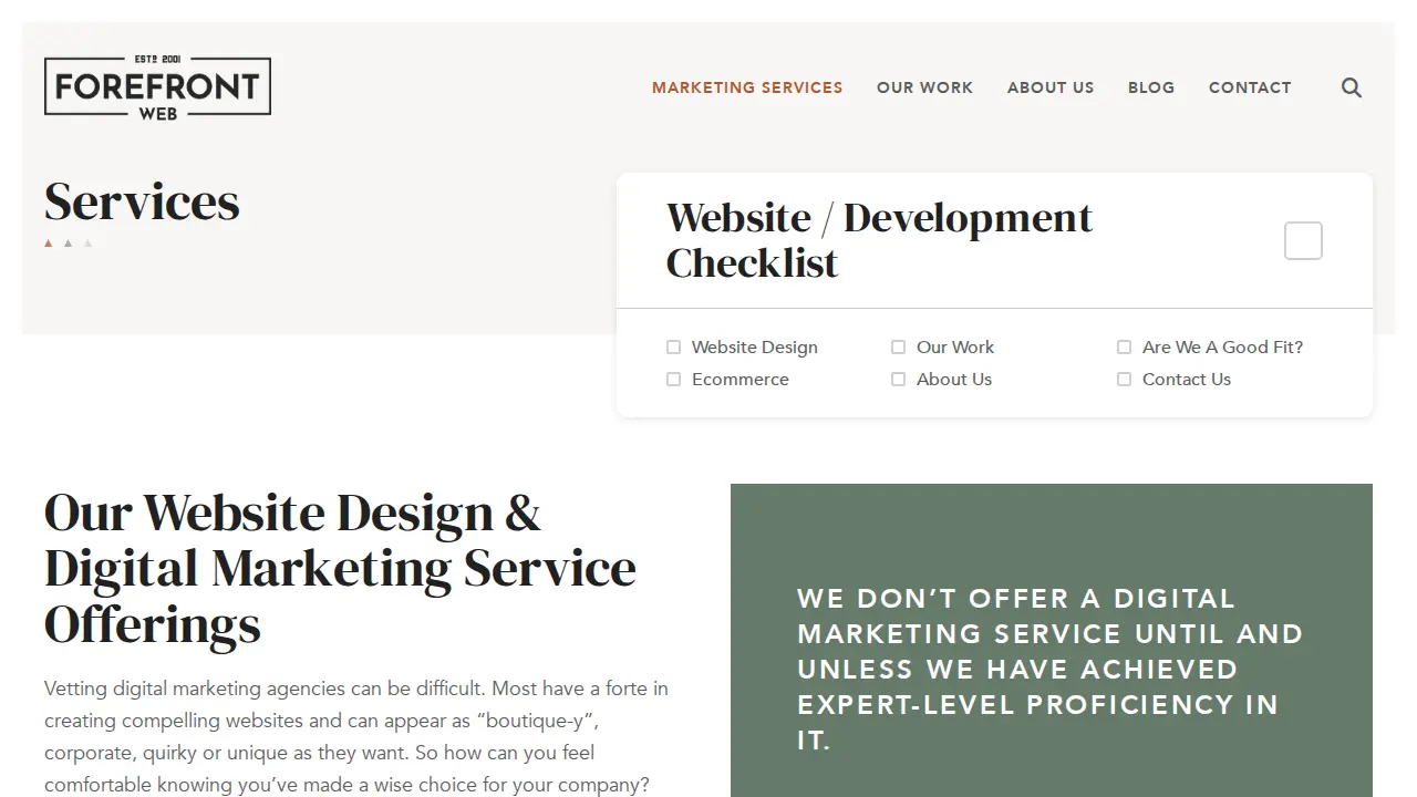 ForeFront Web page