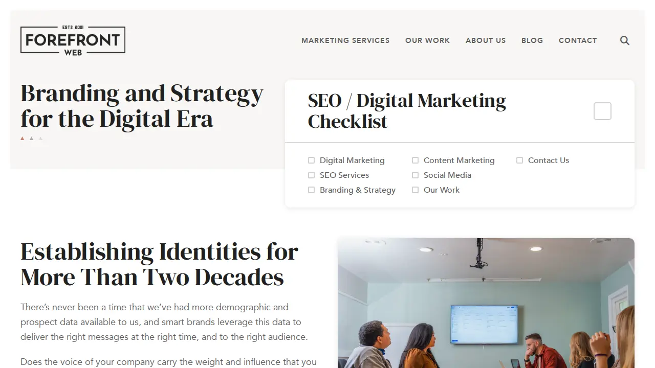 ForeFront Web page