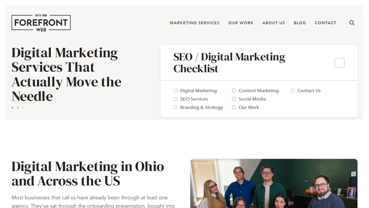 ForeFront Web page