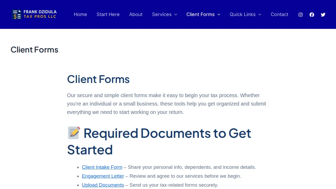 Frank Dzidula Tax Pros LLC page