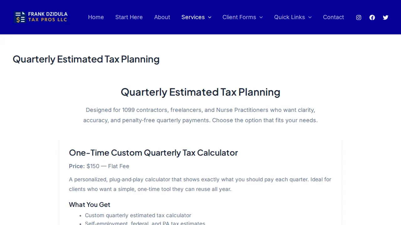 Frank Dzidula Tax Pros LLC page