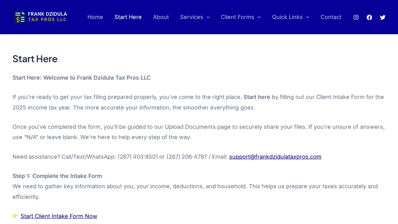 Frank Dzidula Tax Pros LLC page