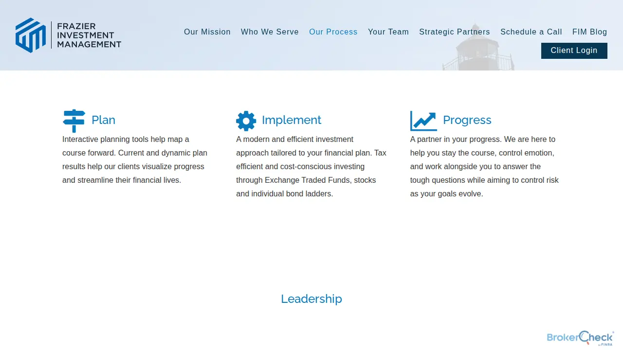 Frazier Investment Management page