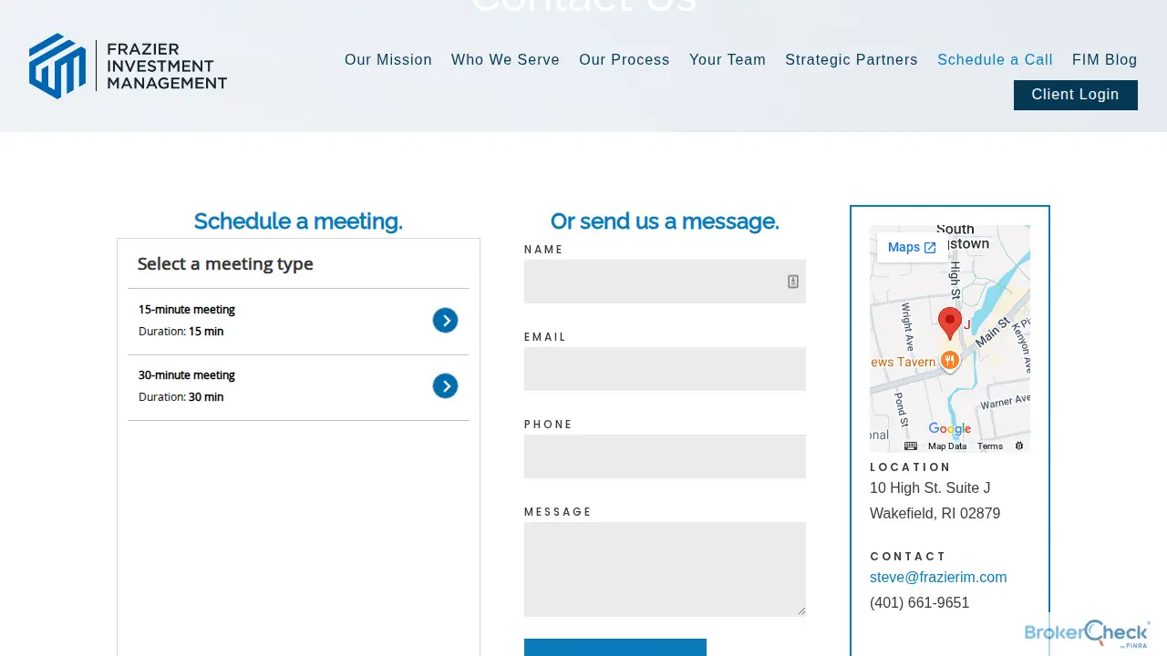 Frazier Investment Management page