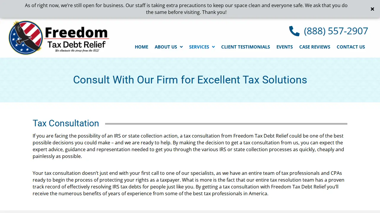 Freedom Tax Debt Relief page