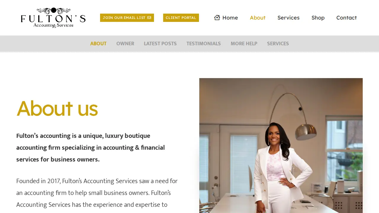 Fulton’s Accounting Services page