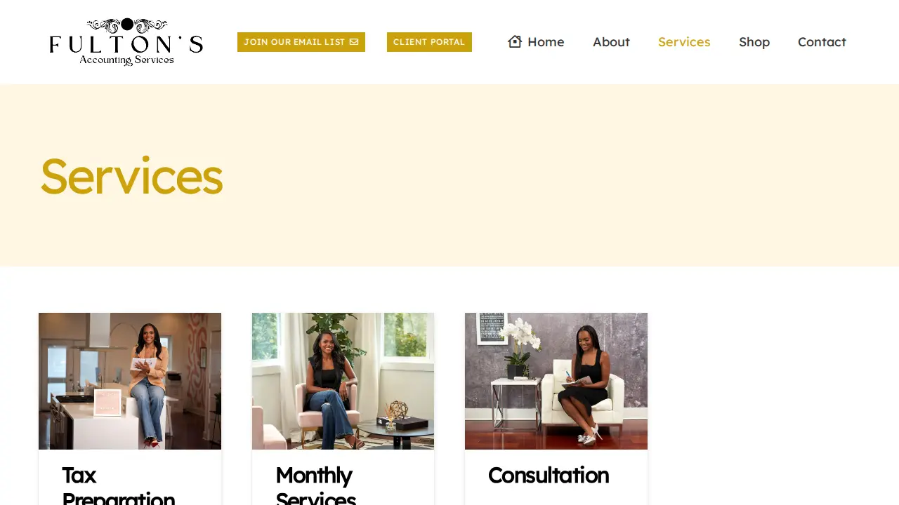 Fulton’s Accounting Services page