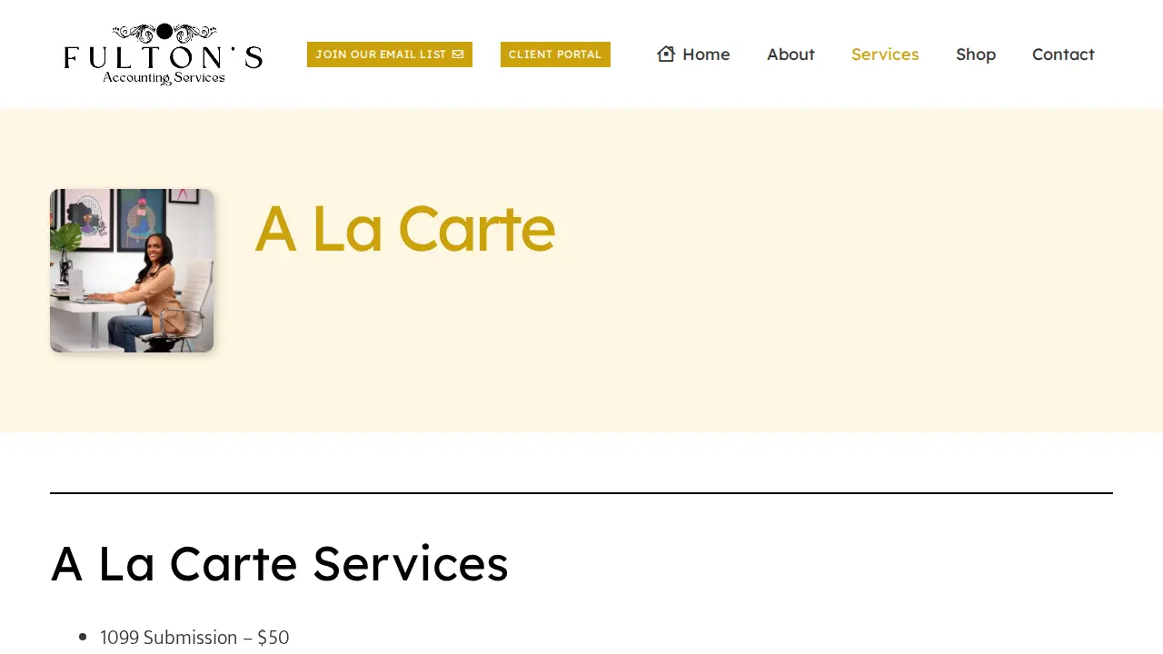 Fulton’s Accounting Services page