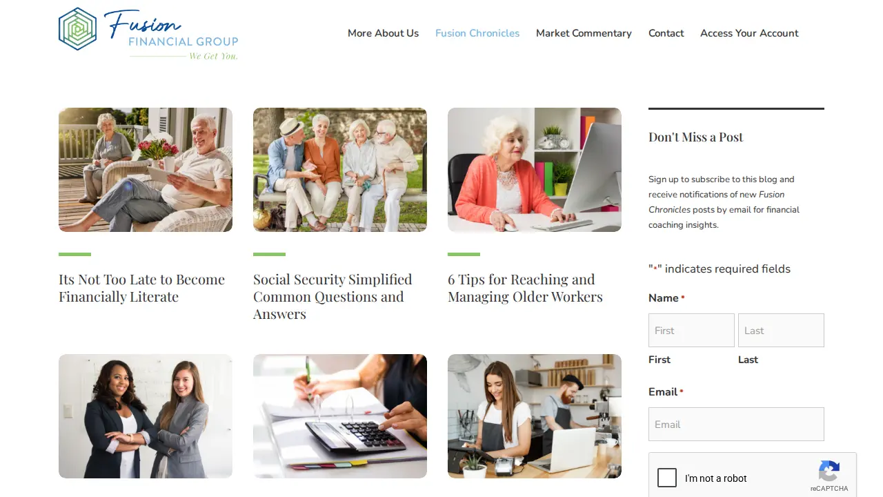 Fusion Financial Group page