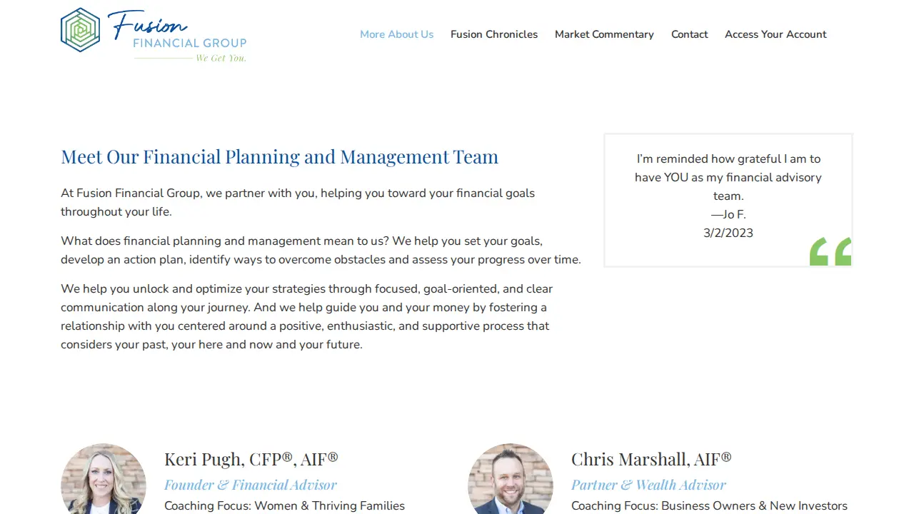 Fusion Financial Group page