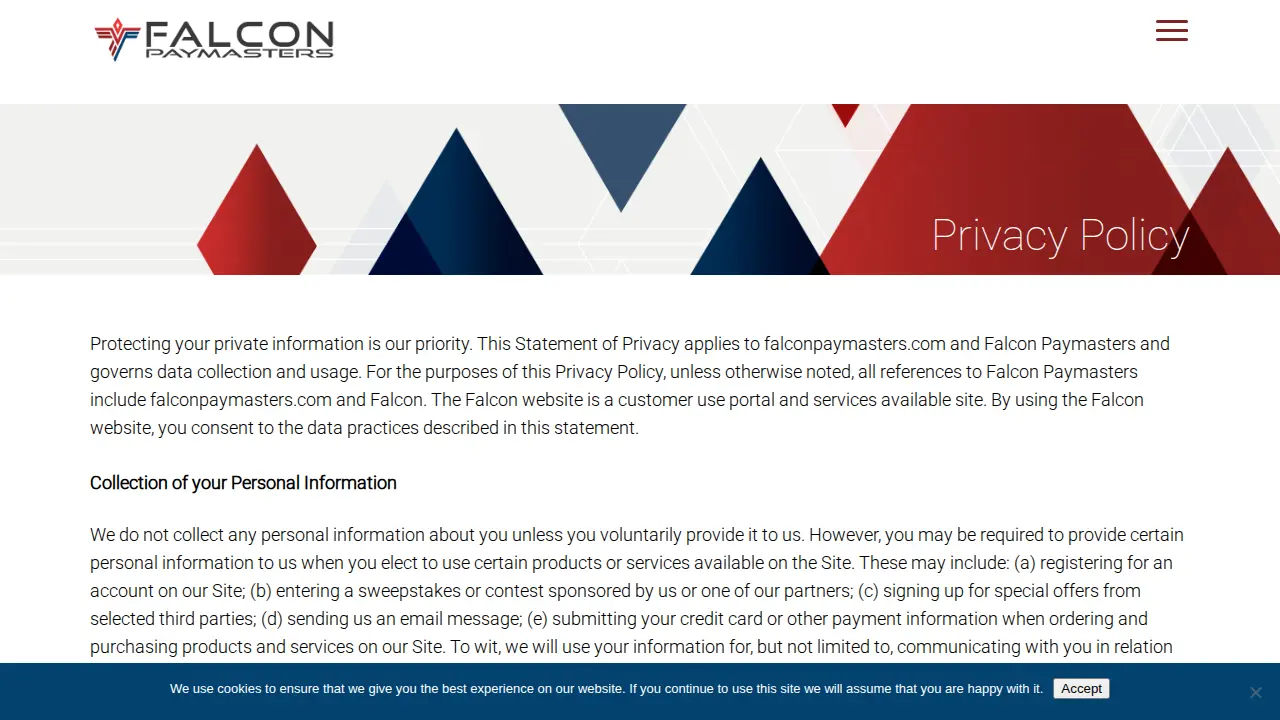 Falcon Paymasters page