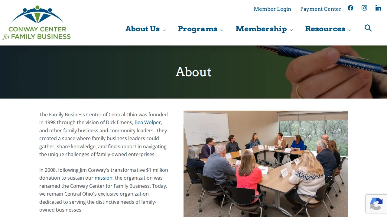 Conway Center for Family Business page