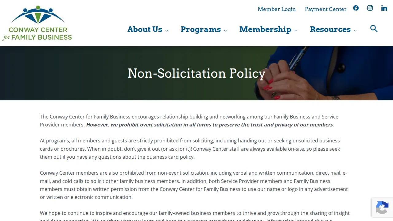 Conway Center for Family Business page
