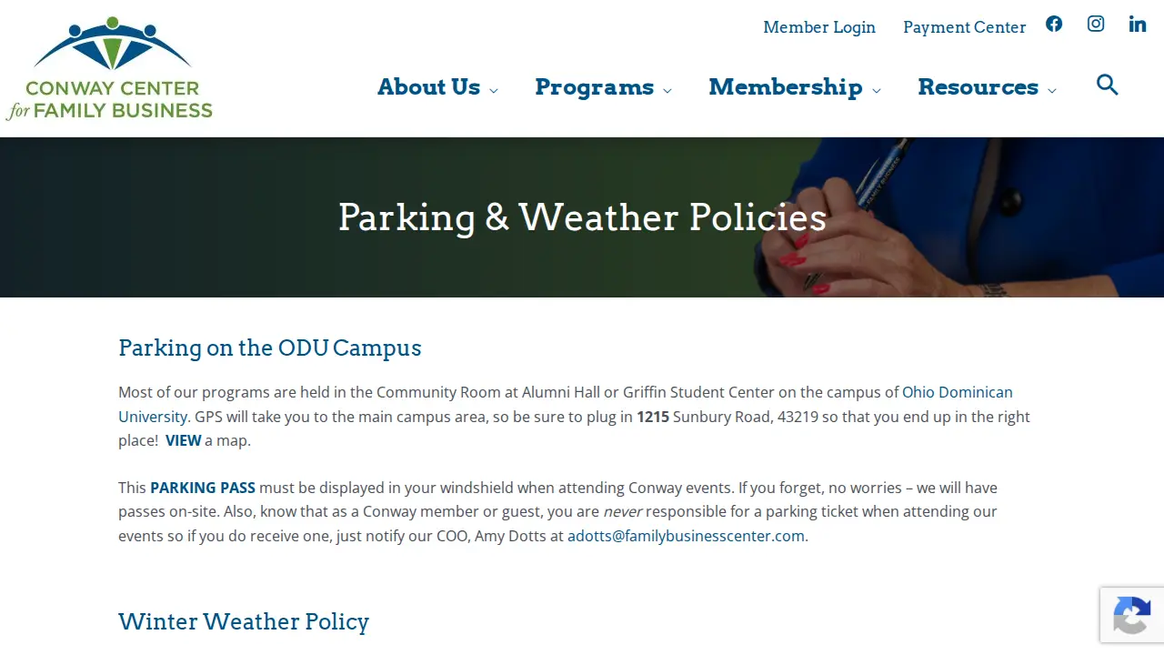 Conway Center for Family Business page