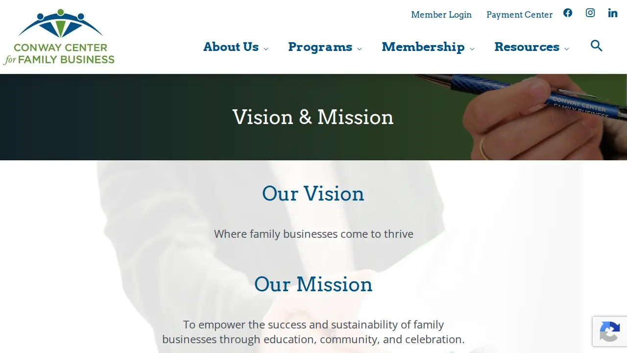 Conway Center for Family Business page