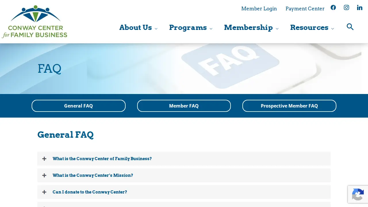 Conway Center for Family Business page
