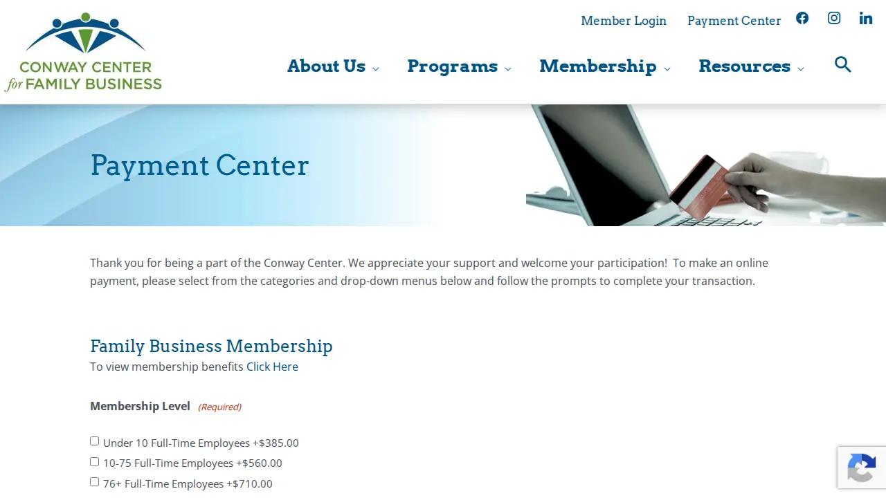 Conway Center for Family Business page