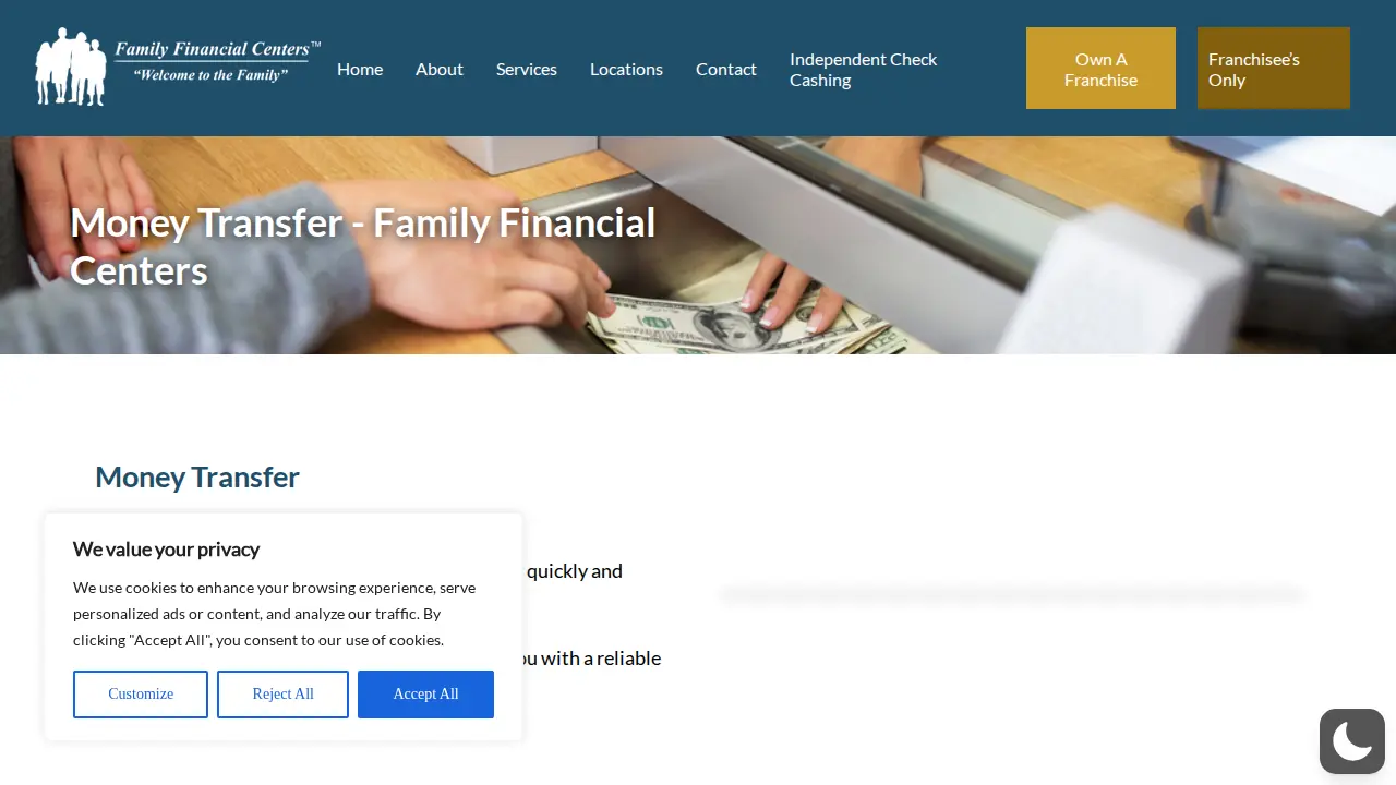 West Chester Check Cashing-Family Financial Centers page