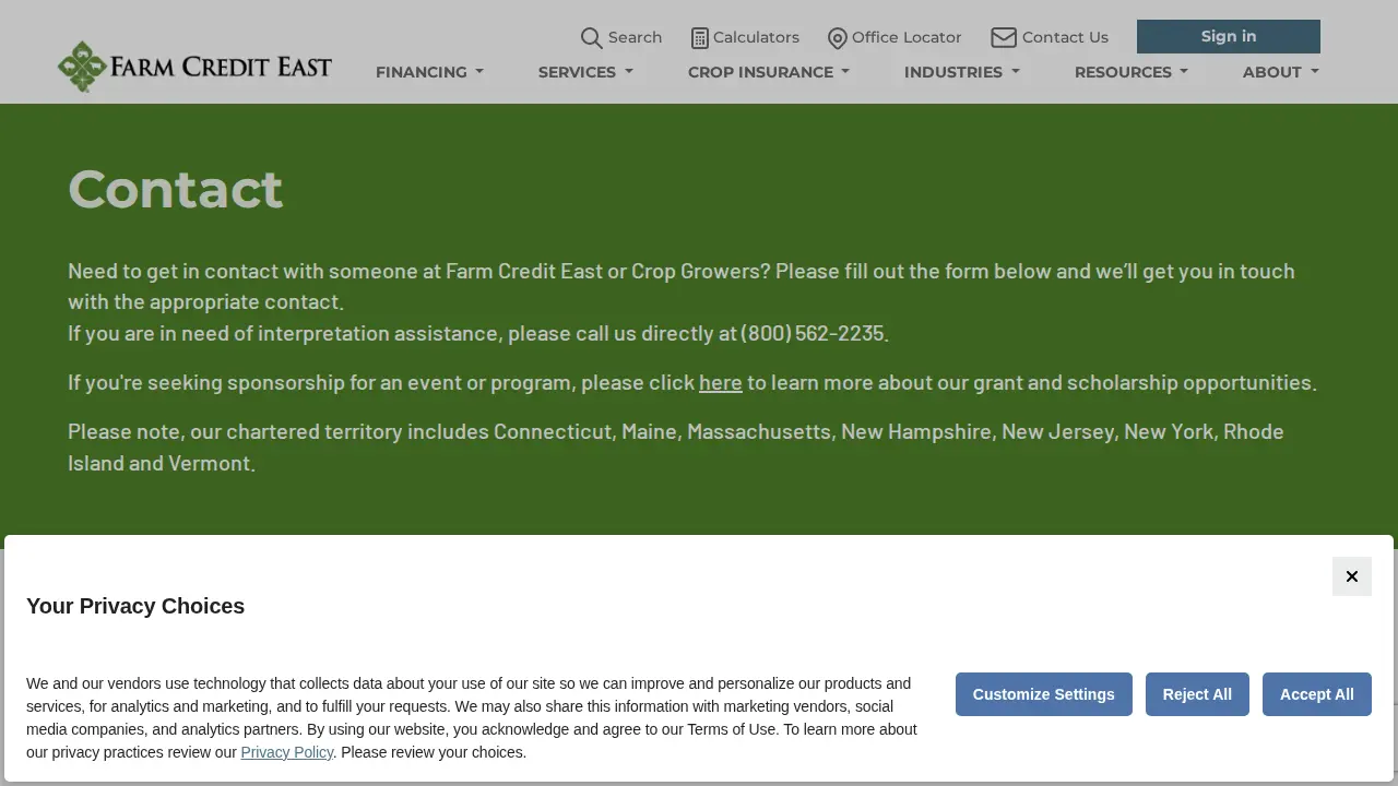 Farm Credit East page