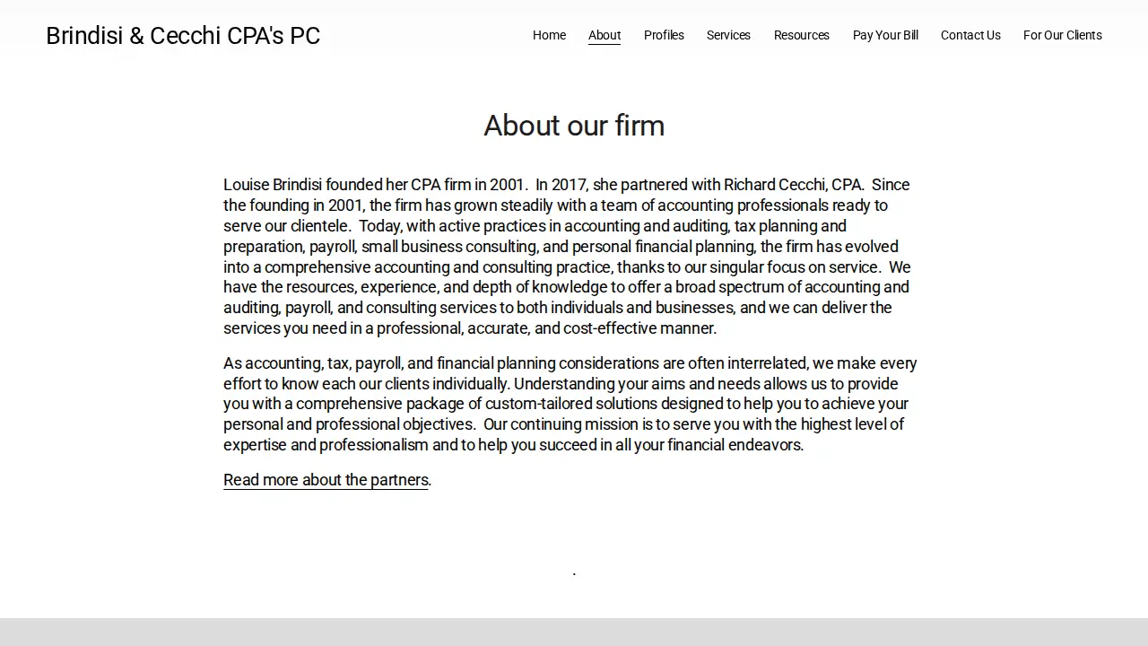 Louise Brindisi, CPA PC page