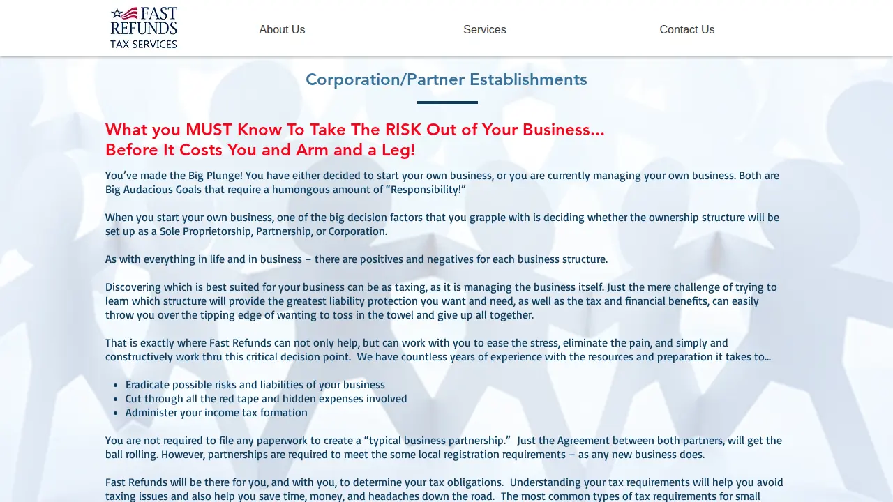 Tax Preperation page