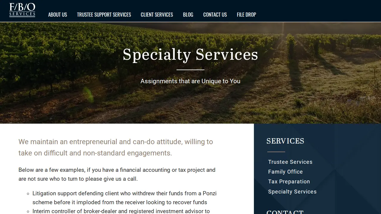 FBO Services page
