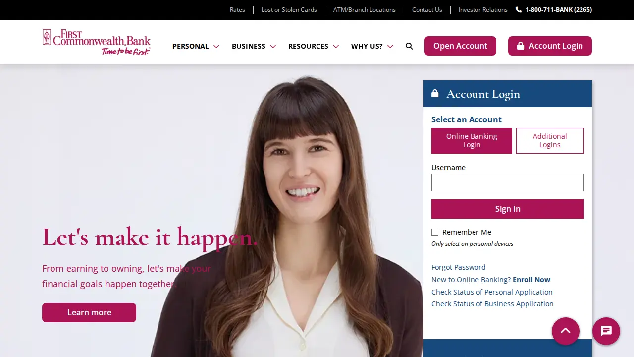 First Commonwealth Bank page