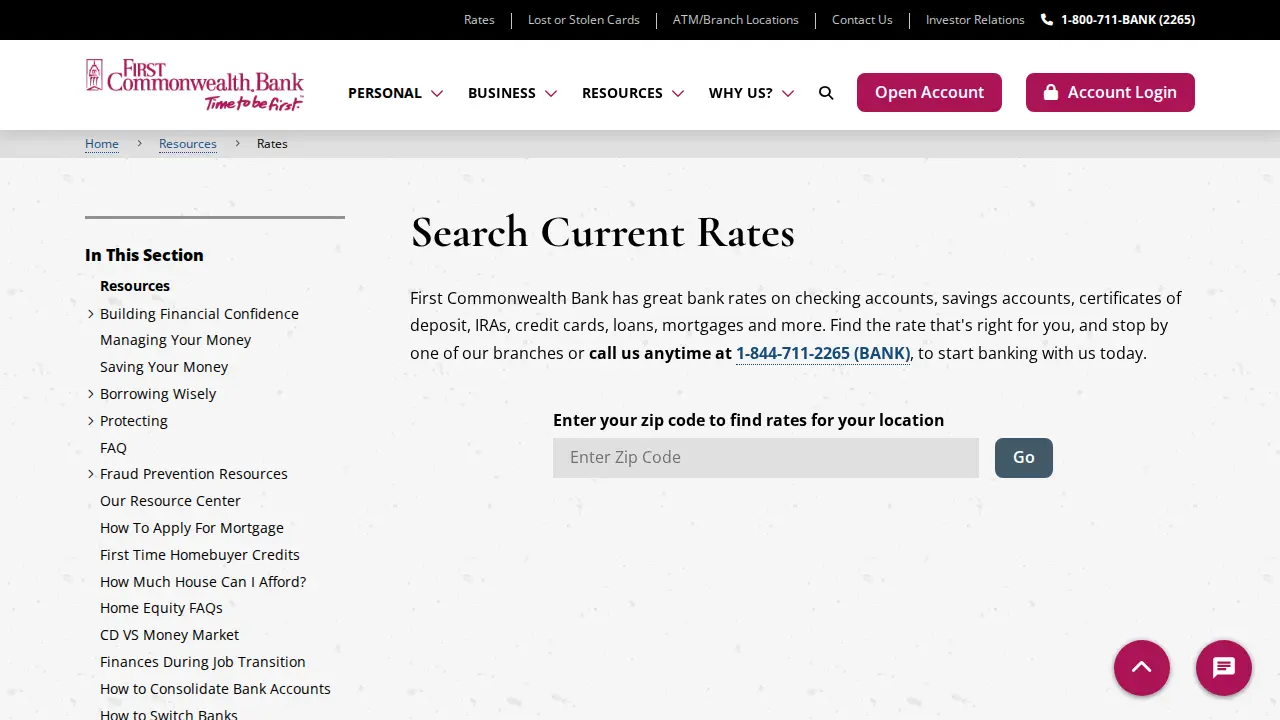 First Commonwealth Bank page