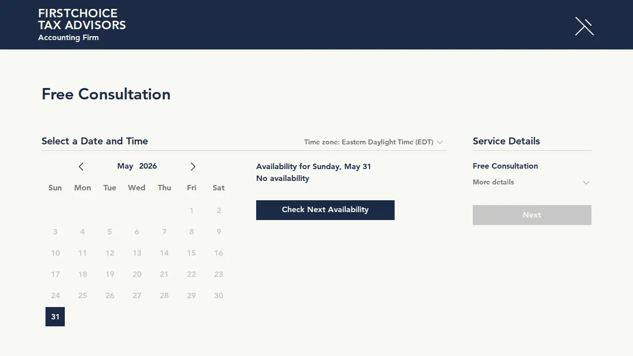 FirstChoice Tax Advisors page