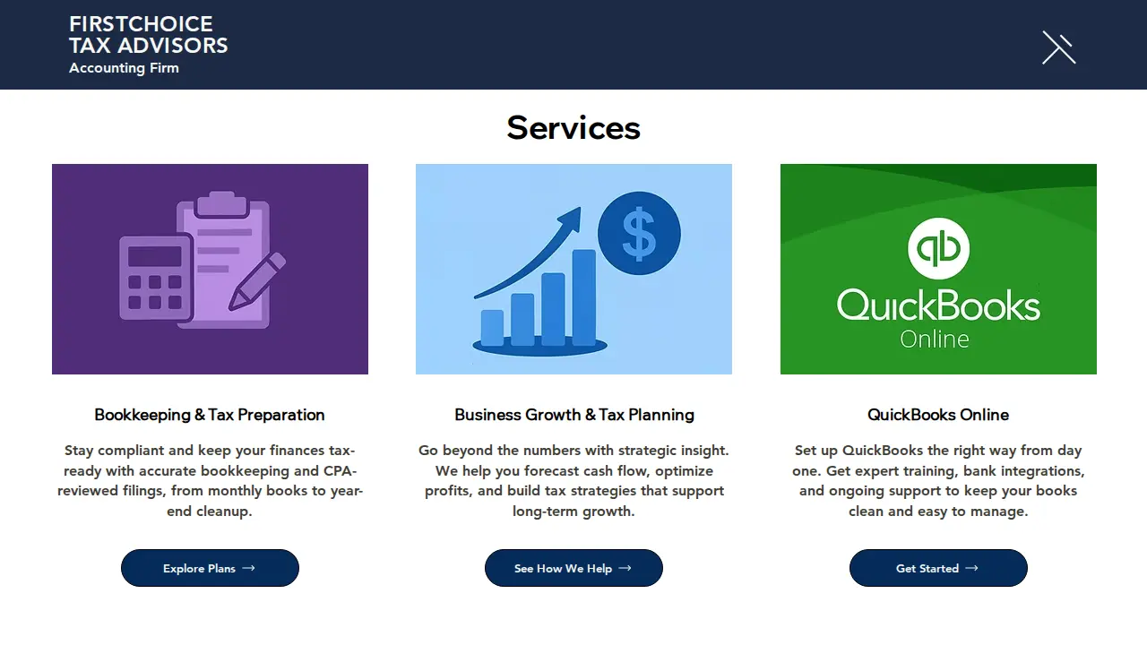 FirstChoice Tax Advisors page