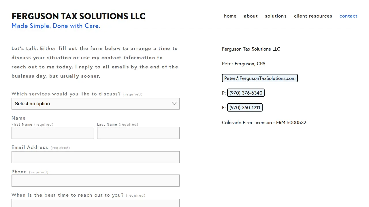 Ferguson Tax Solutions LLC page