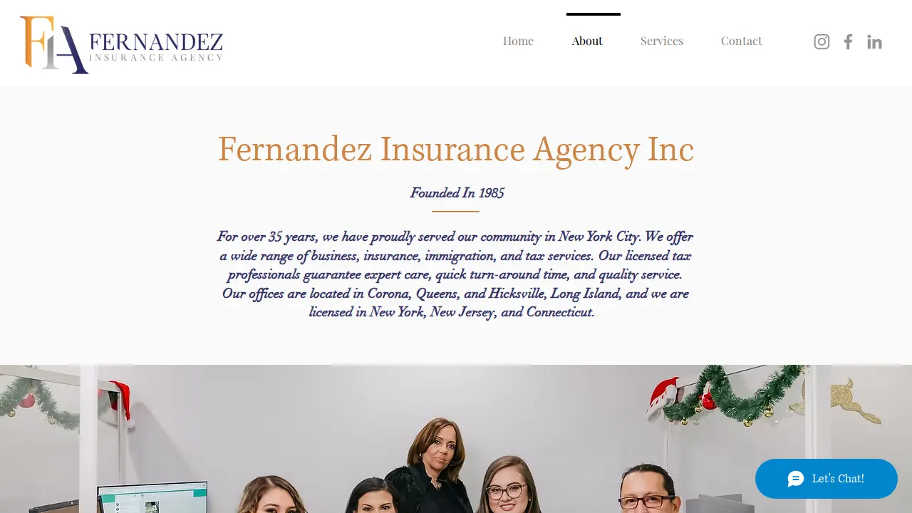 Fernandez Insurance Agency page