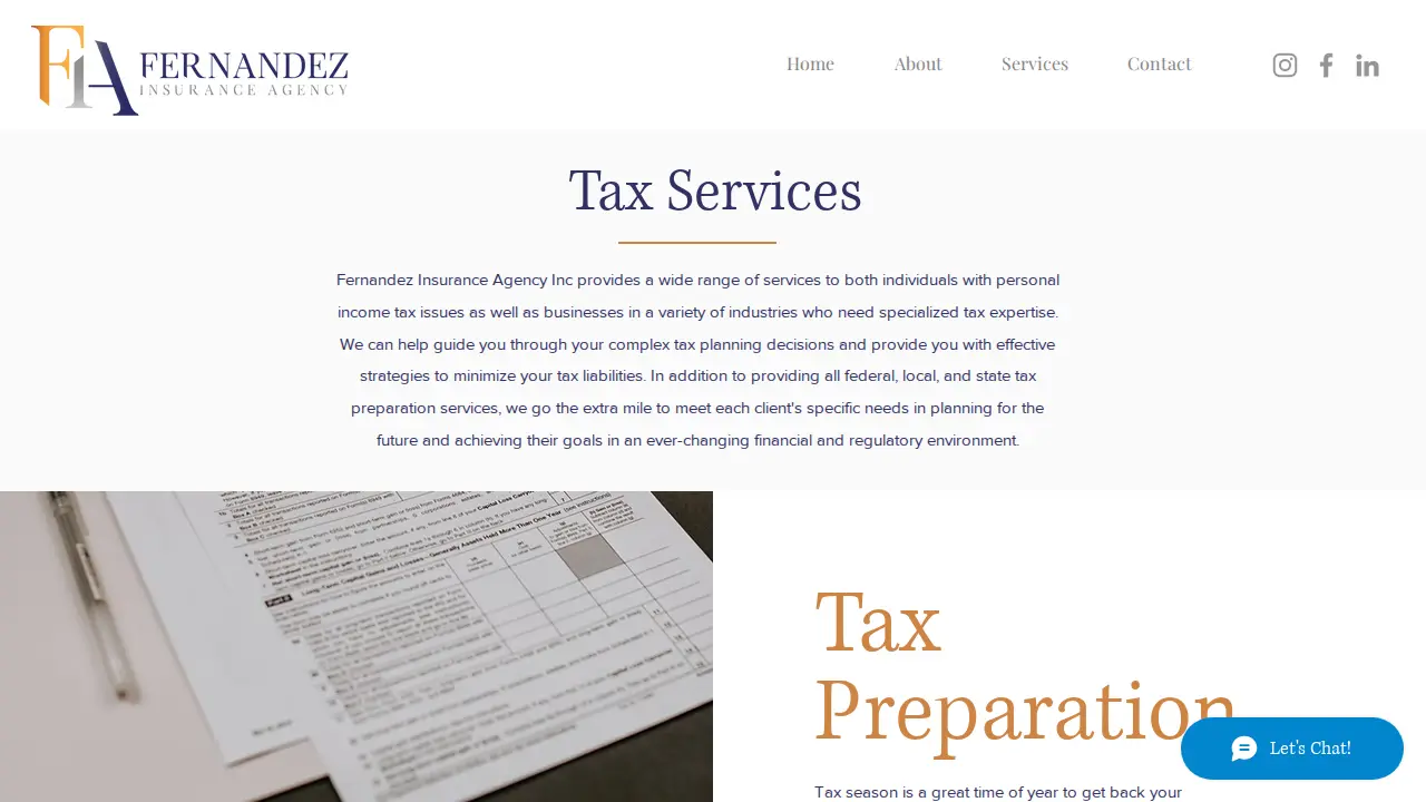 Fernandez Insurance Agency page