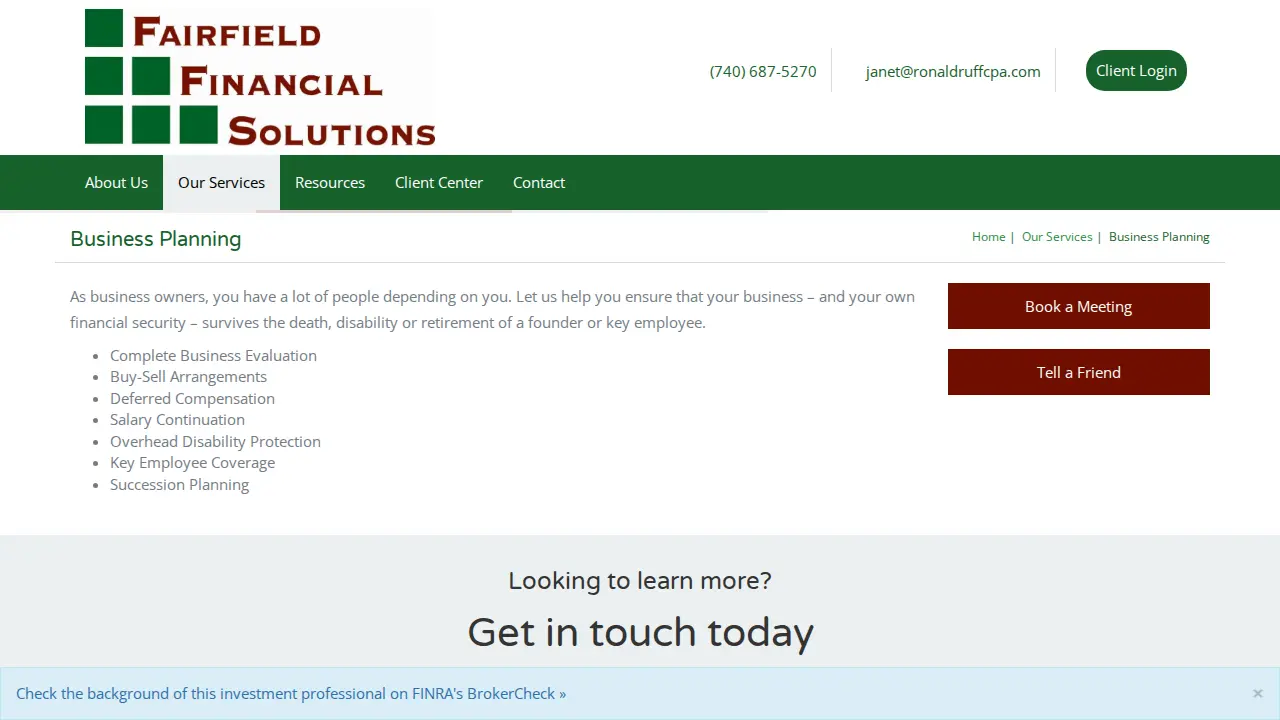 Fairfield Financial Solutions page