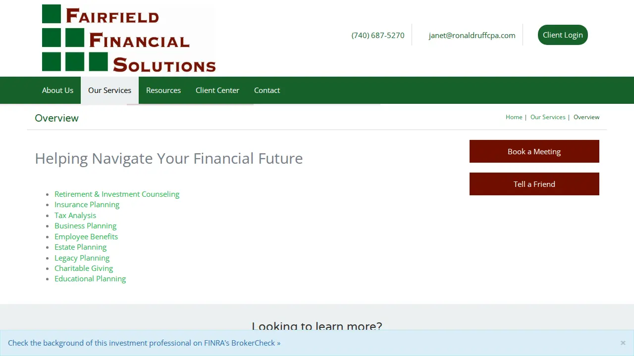Fairfield Financial Solutions page