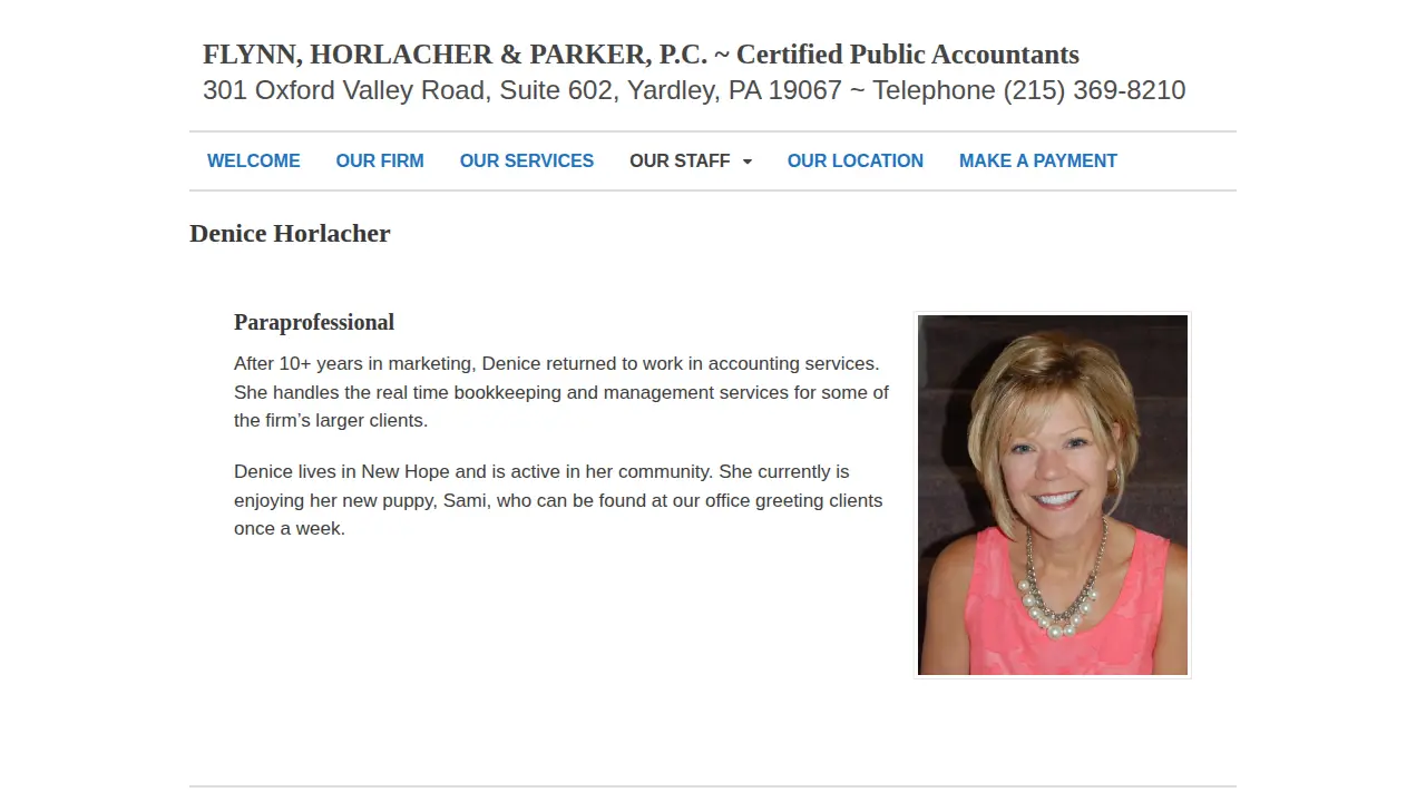 Flynn Horlacher & Parker CPA page
