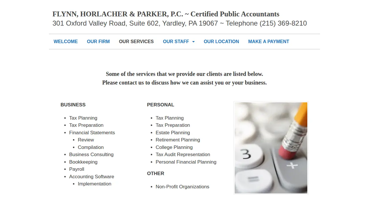 Flynn Horlacher & Parker CPA page