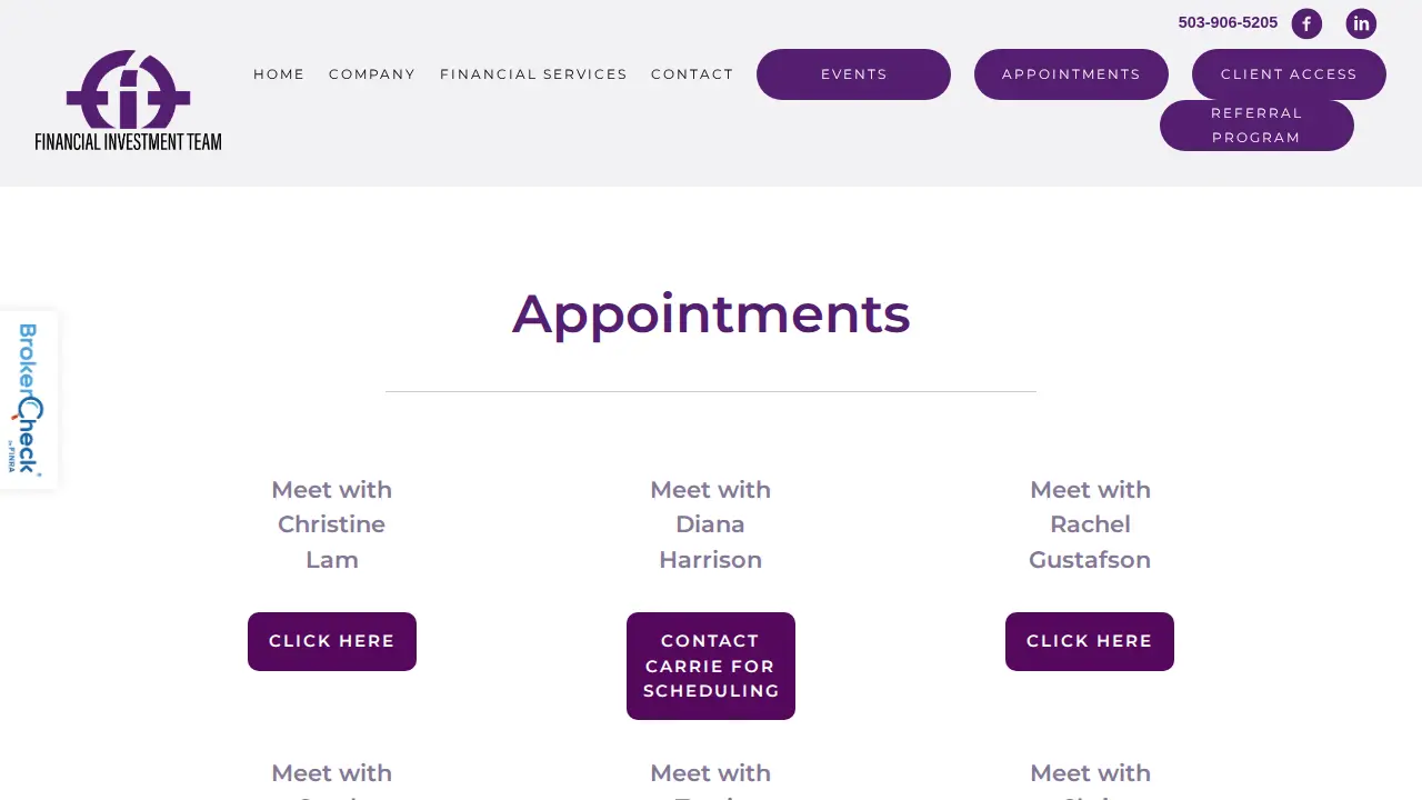 Financial Investment Team page