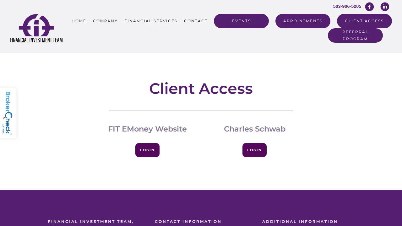 Financial Investment Team page