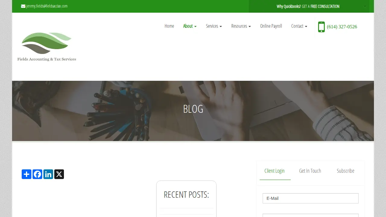 Fields Accounting & Tax Services page
