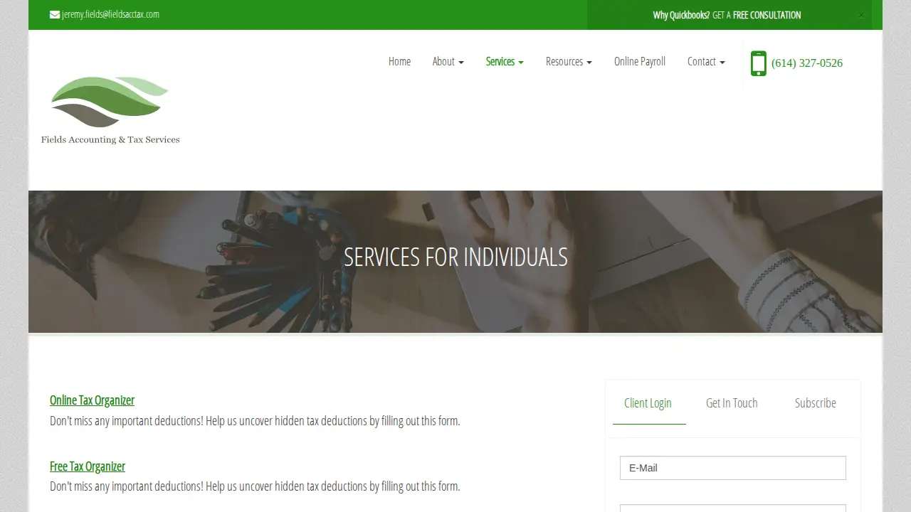 Fields Accounting & Tax Services page