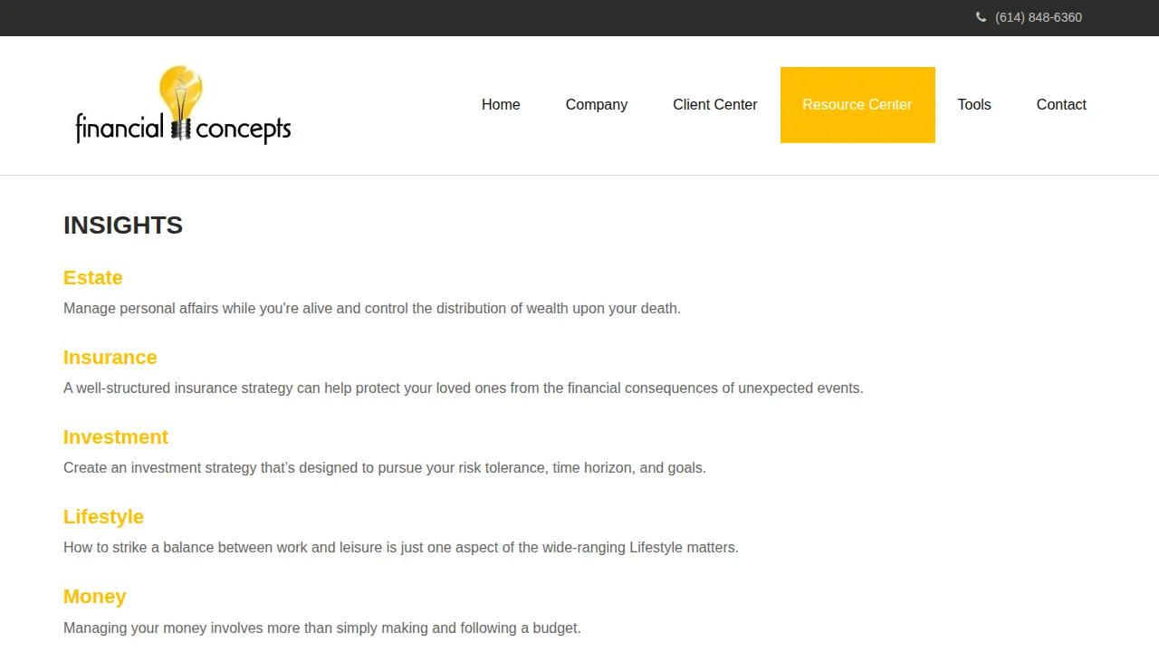 Financial Concepts page
