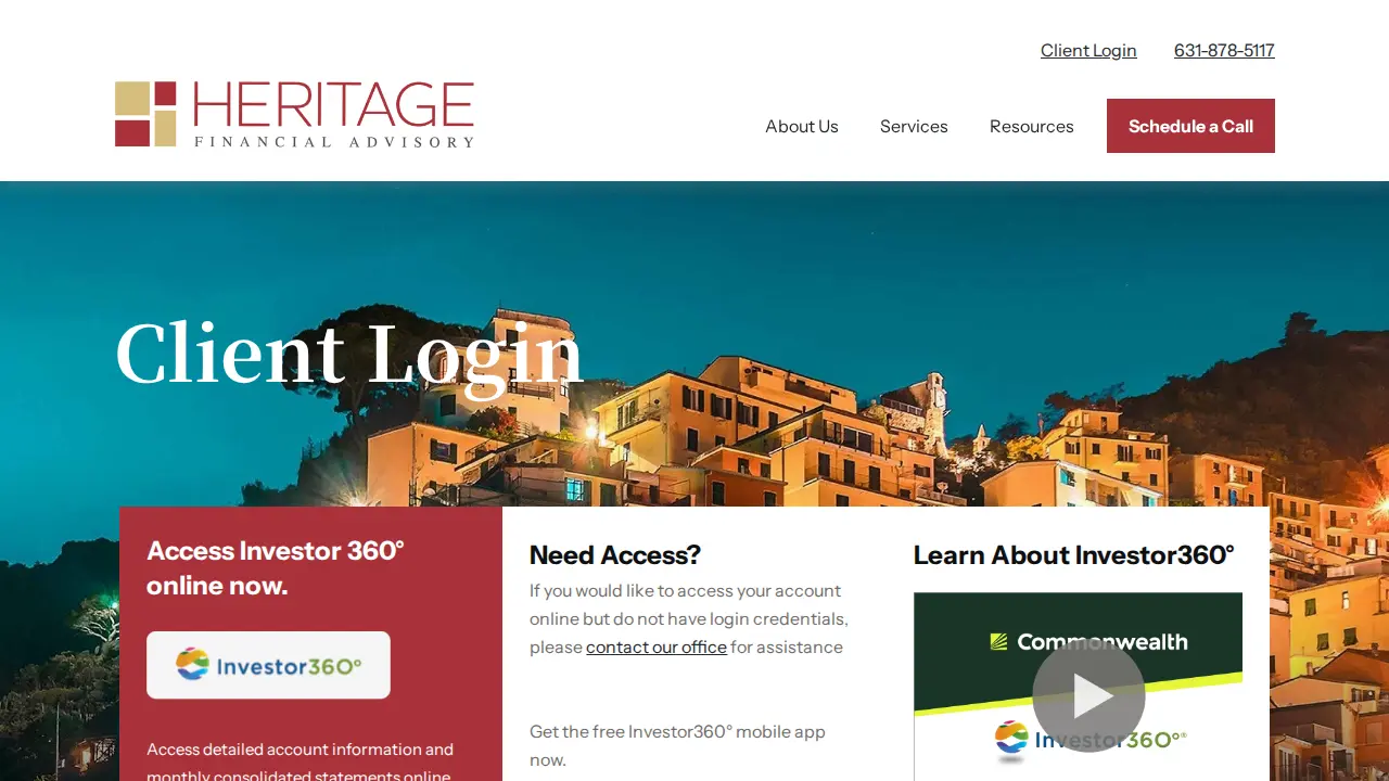 Heritage Financial Advisory page